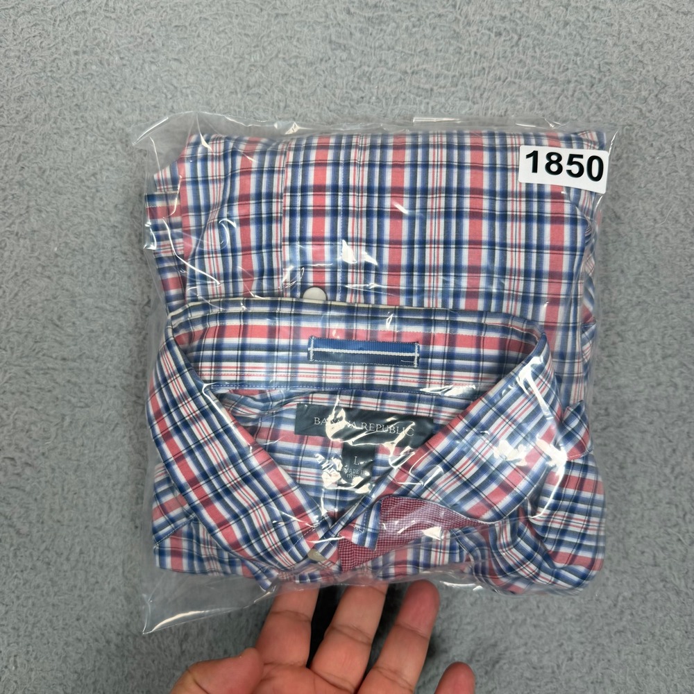 Banana Republic Mens Western Pearl Snap Plaid Shirt Red White Blue Large Stretch - Picture 12 of 12